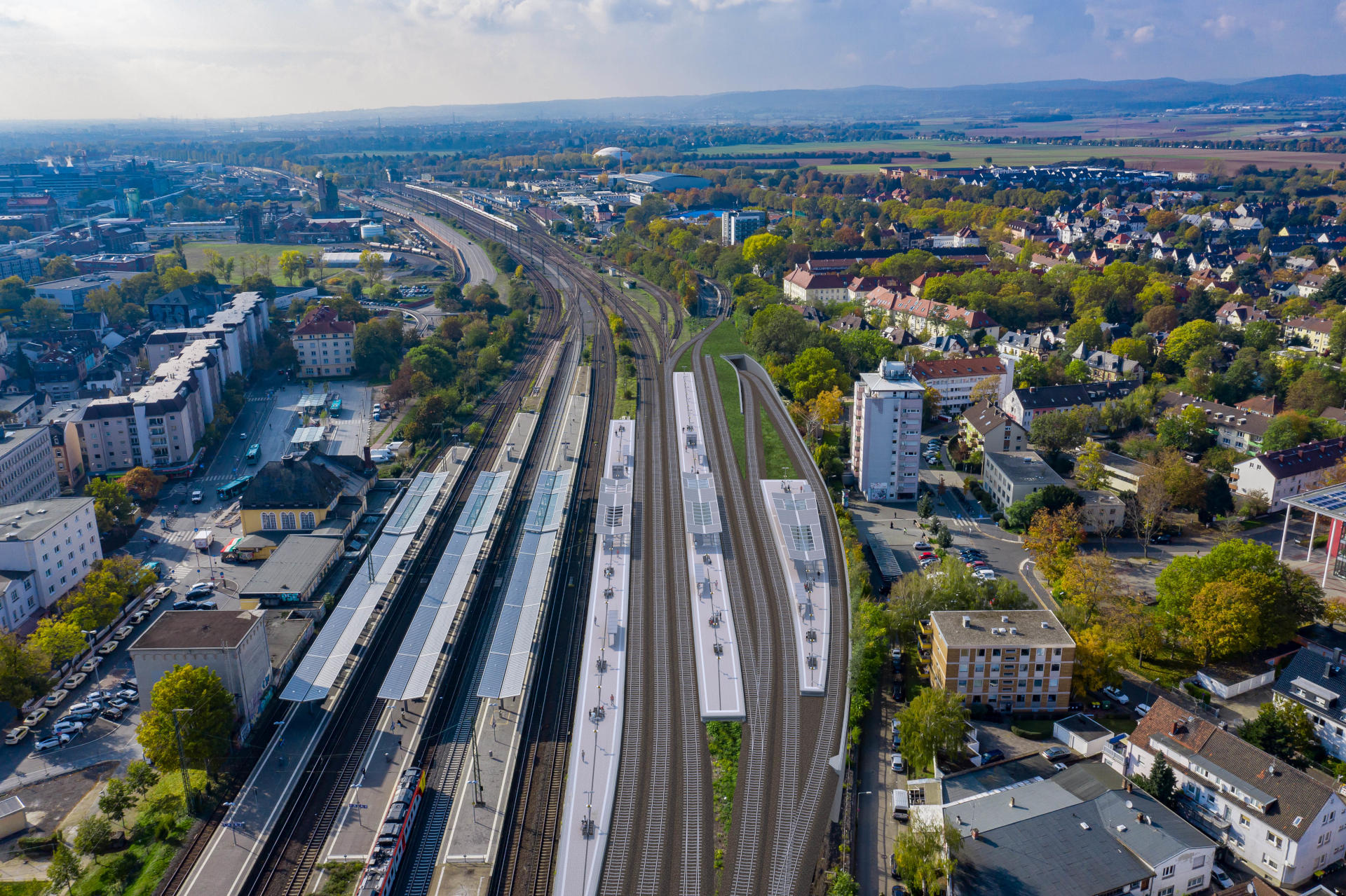 Zu sehen ist eine Visualisierung des Höchster Bahnhofs, wie er nach dem Umbau aussehen wird.